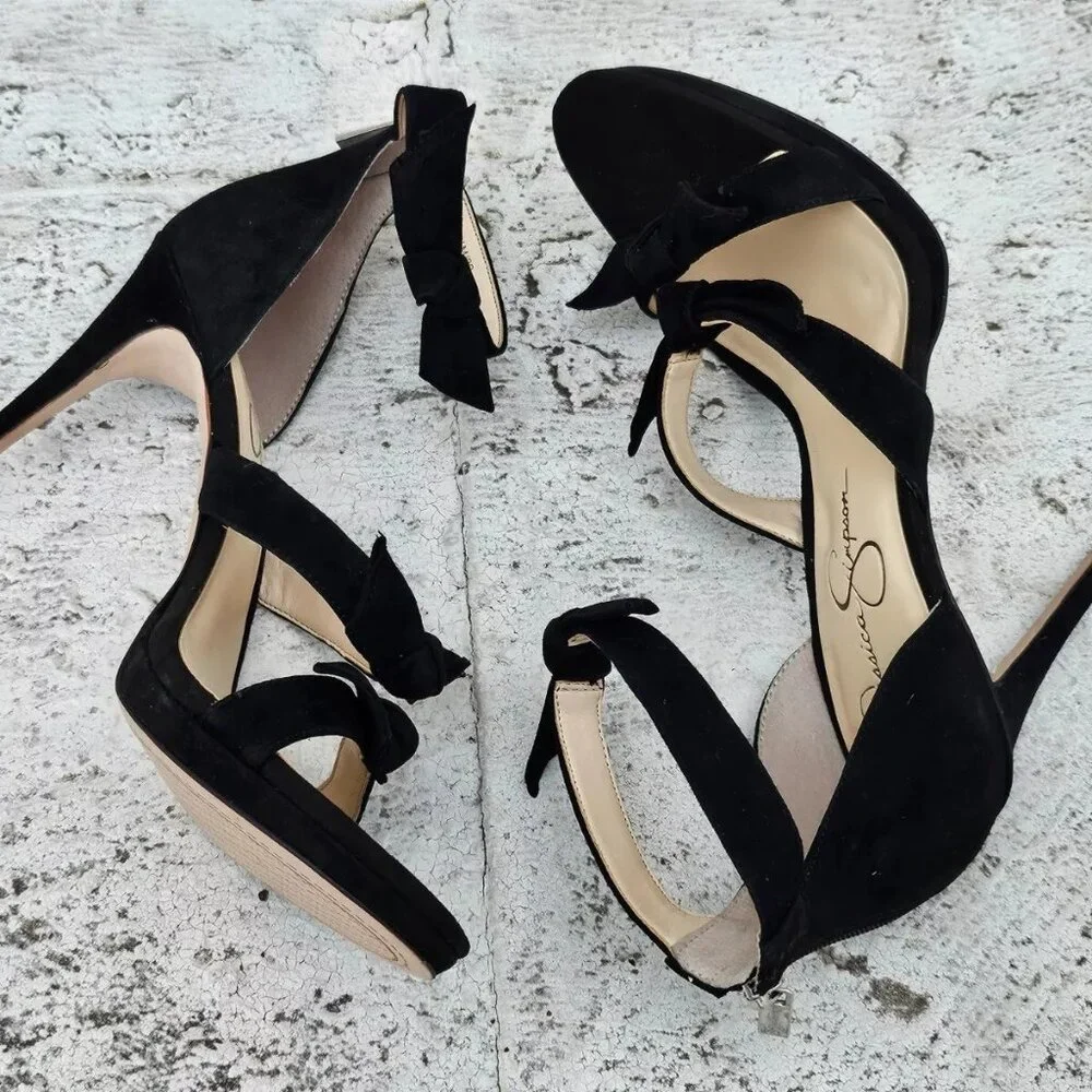 Jessica Simpson Women Heel Pump Sandal Black Suede Upper JS Kaycie Size 8.5M 39 - Picture 8 of 13